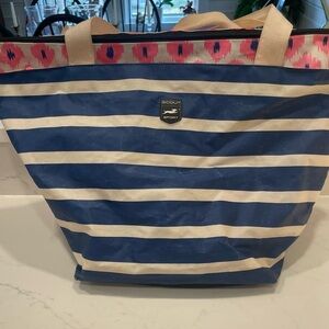 Scout Blue and Pink Striped Tote Bag